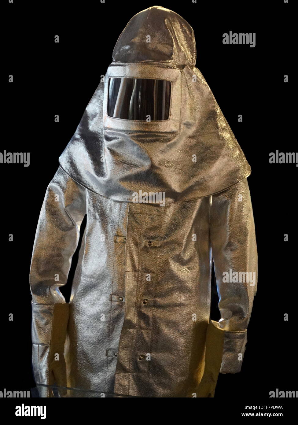 Heatsuit used for working near volcanoes. The suit can withstand temperatures up to 1,000 C