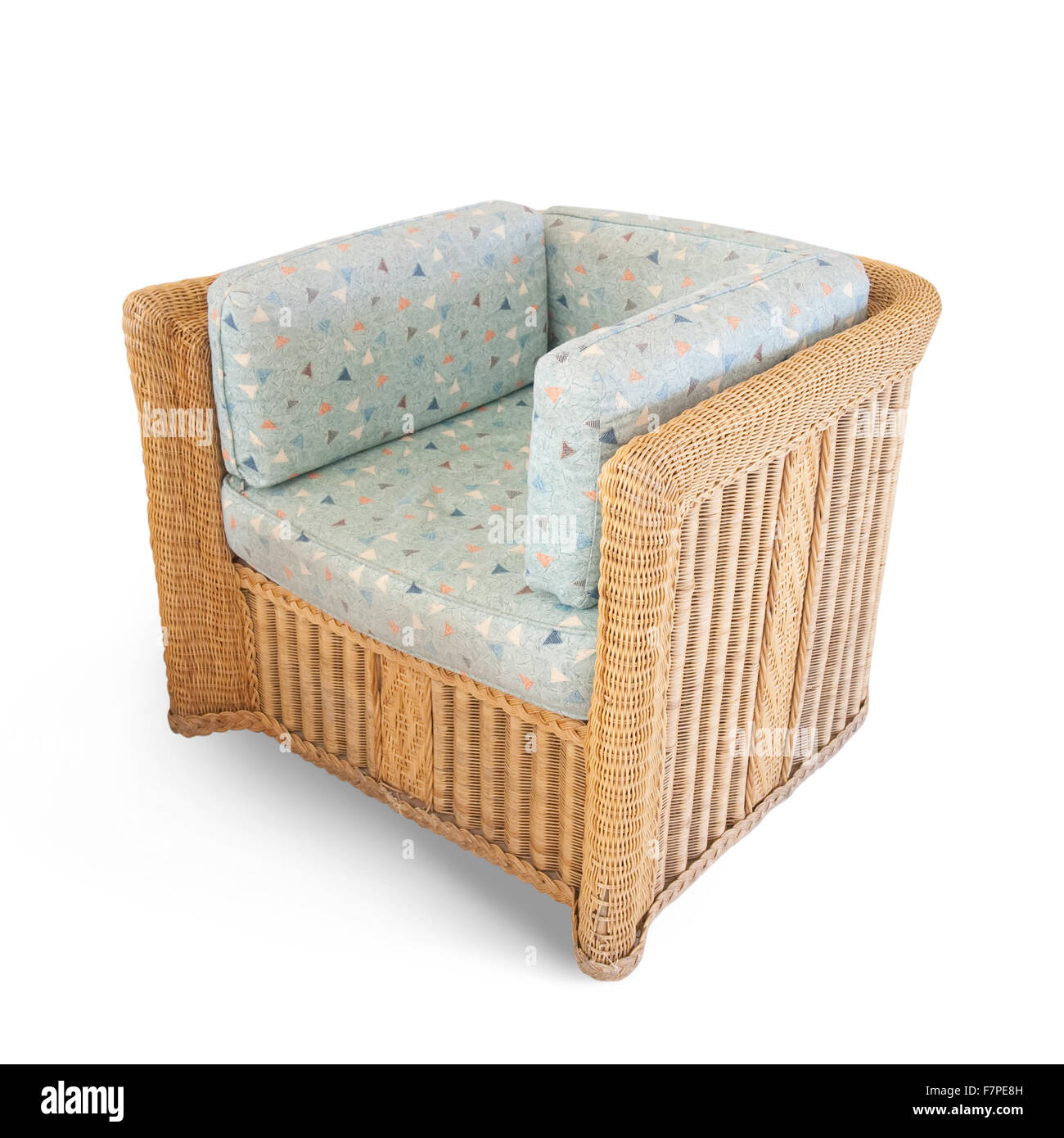 wicker arm-chair. Isolated on white with clipping path Stock Photo