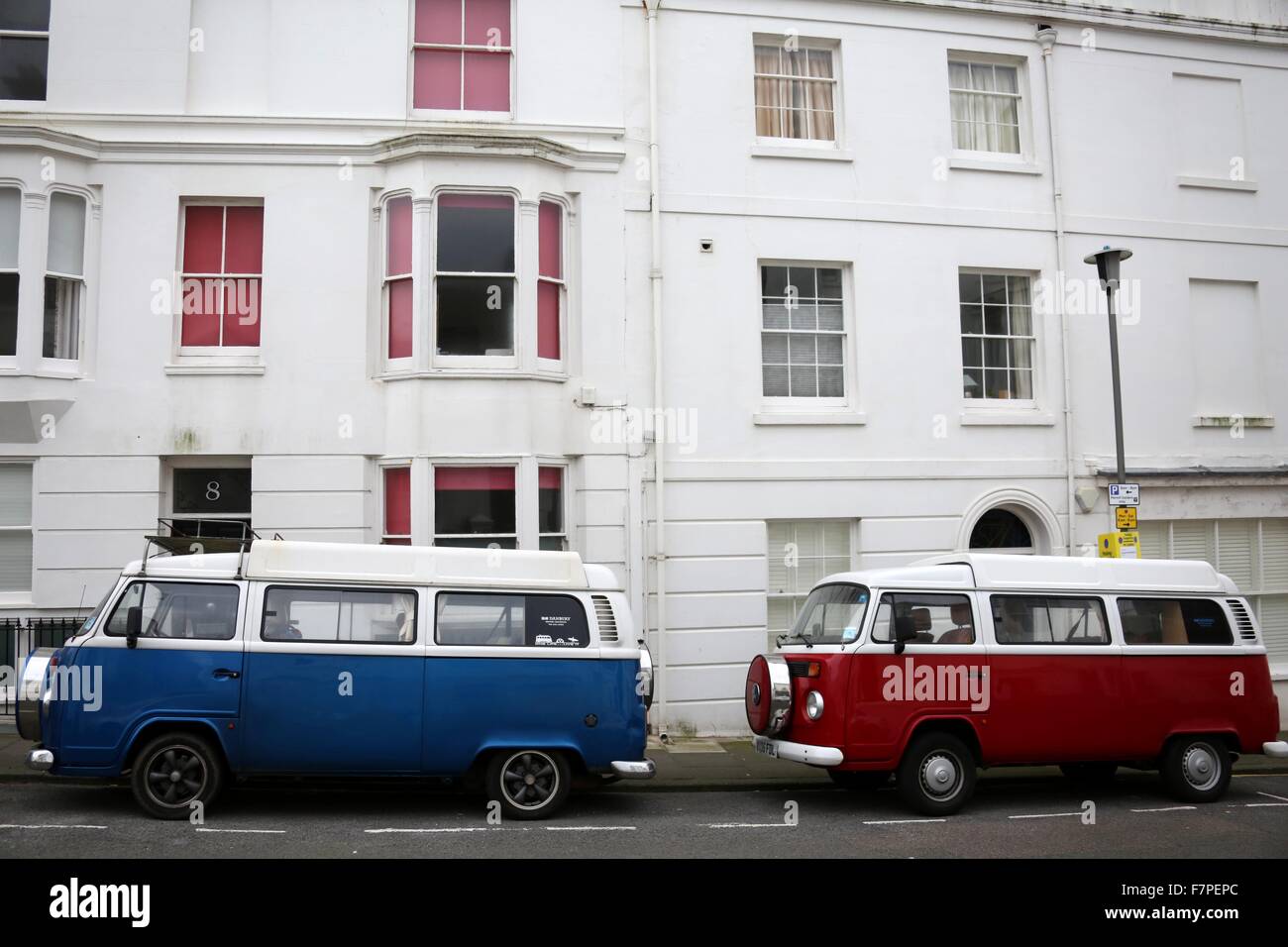 Two VW Camper vans parked on the street in Brighton Stock Photo - Alamy
