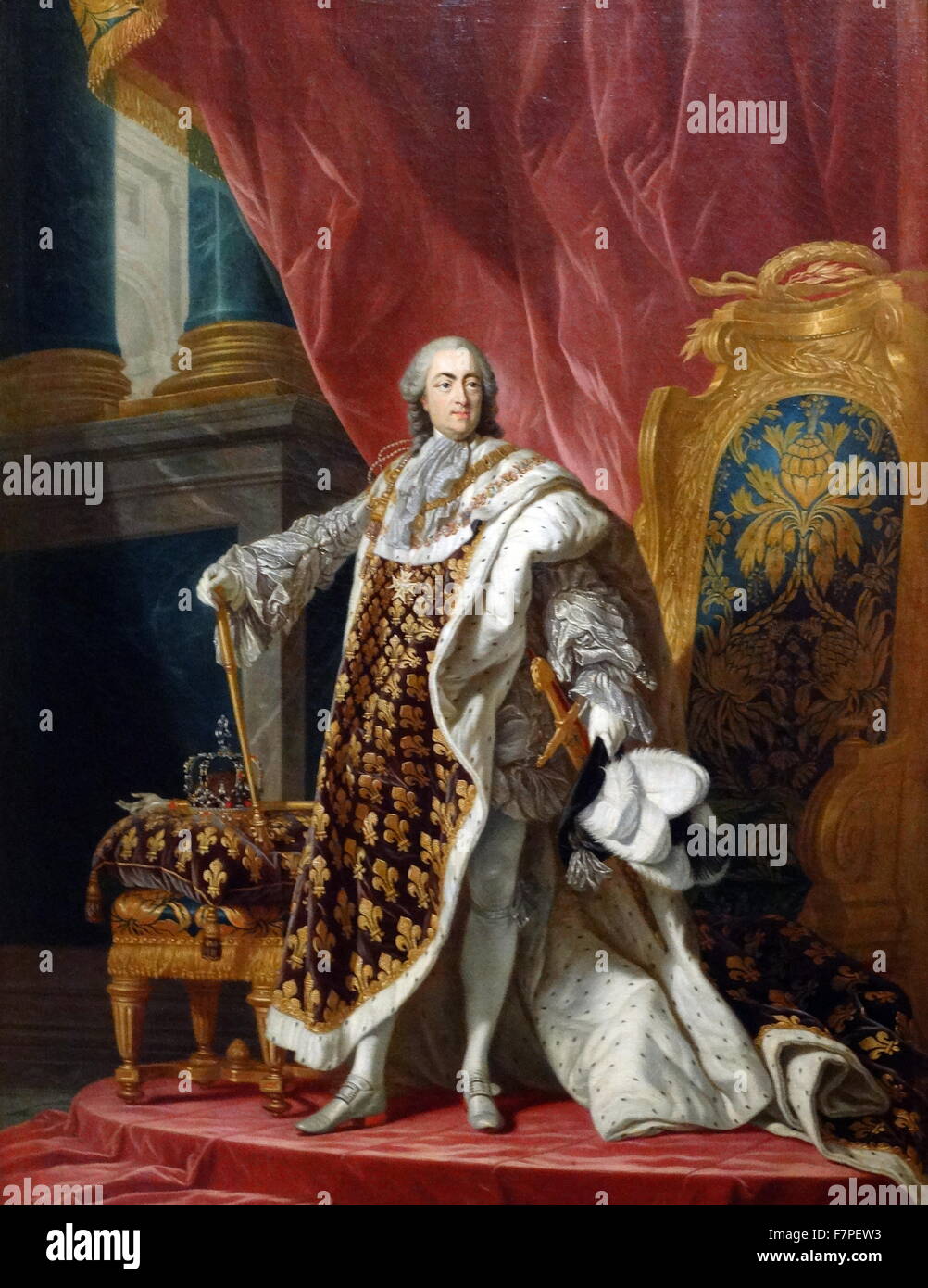 Portrait of King Louis XV of France (1710-1774) by the Studio of Louis-Michel van Loo (1707-1771) French painter. Dated 18th Century Stock Photo