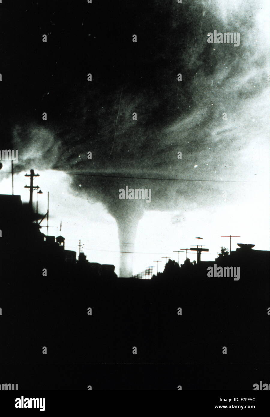 Photograph of a Tornado approaching Canadian City. Dated 1927 Stock Photo