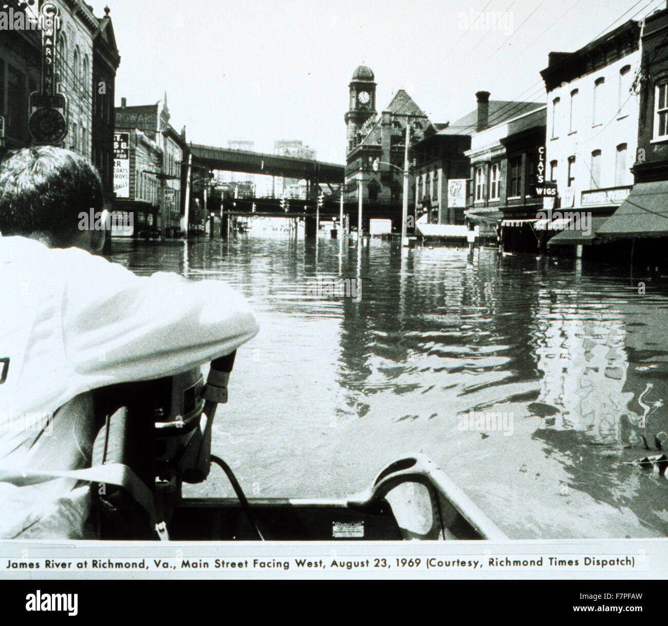 Photograph showing the remnants of Hurricane Camille which still packed