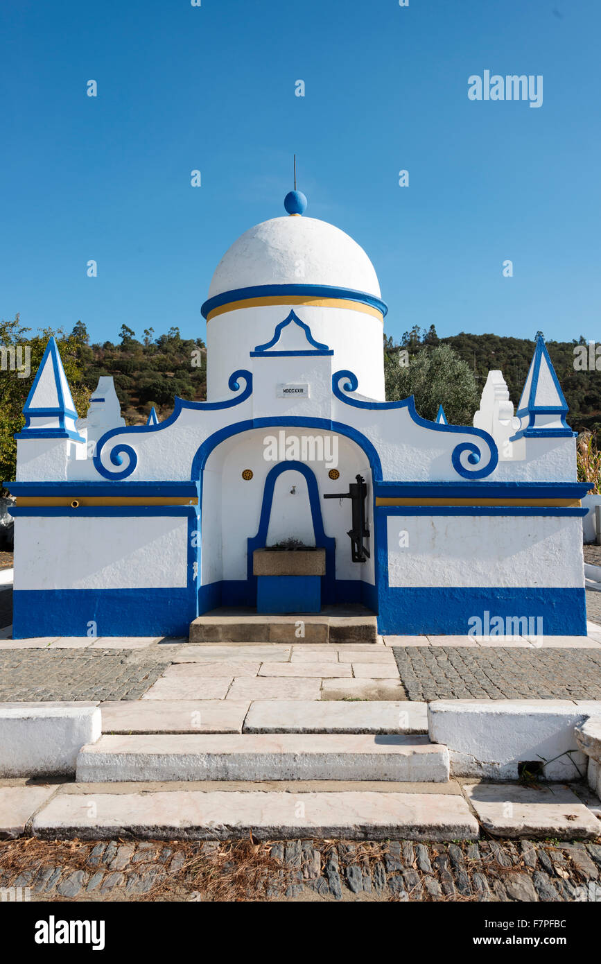 Fonte de Telheiro Ornamental fountain in village near Monsaraz Alentejo Portugal Stock Photo