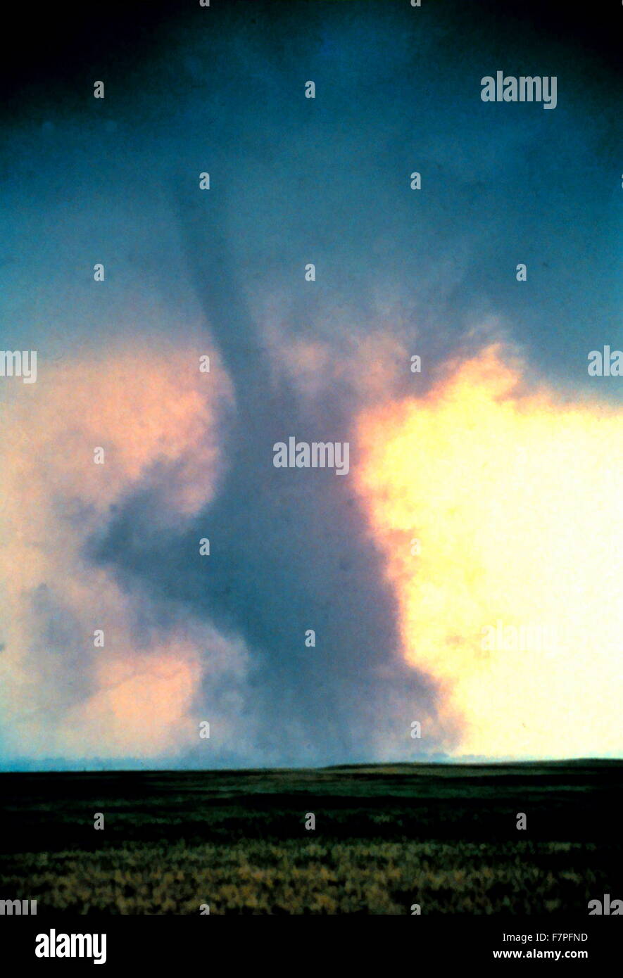 Photograph of a Tornado with a large dust cloud. Dated 1981 Stock Photo