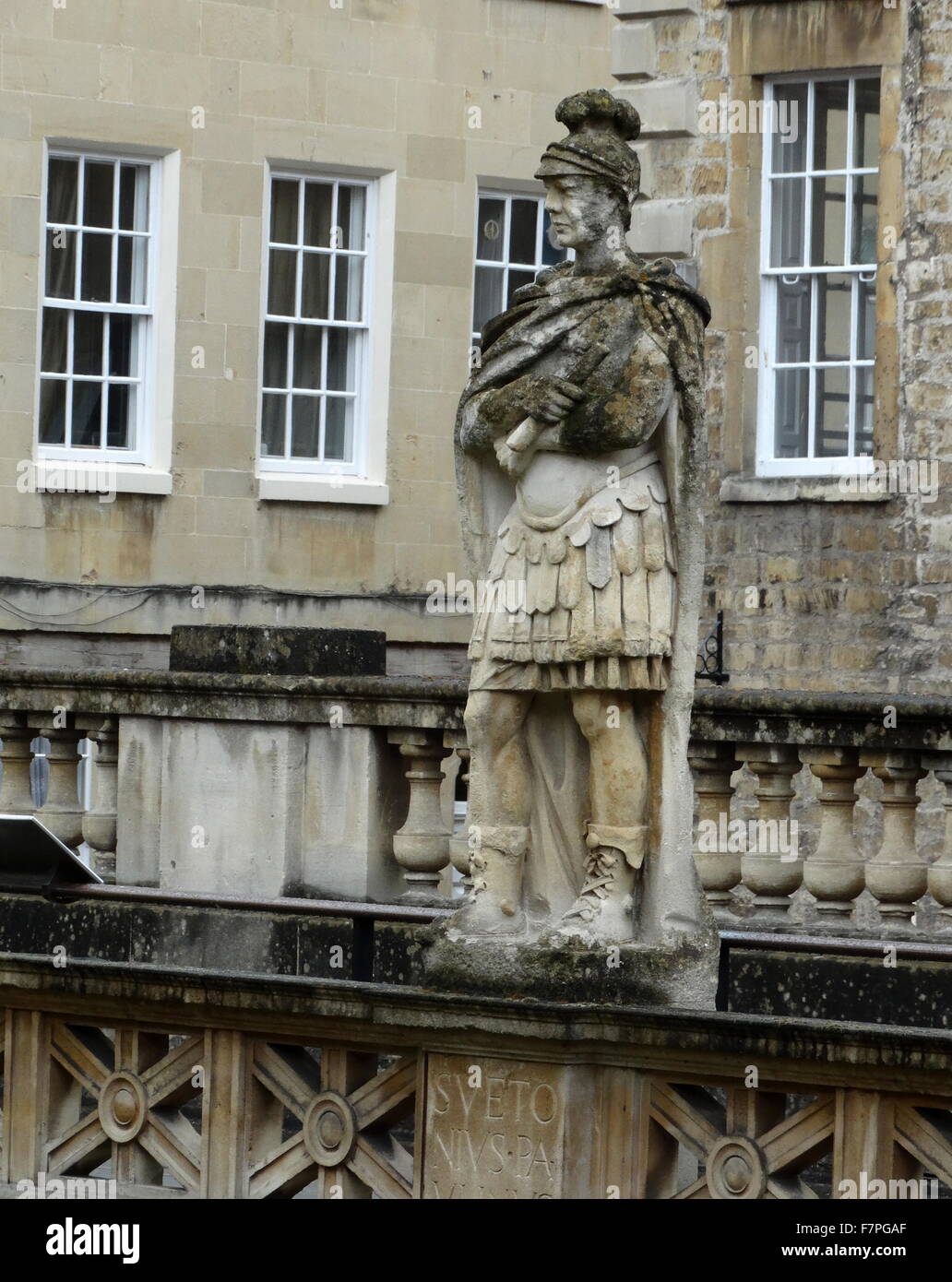 statue on the terrace overlooking the Great Bath, at Roman Baths in
