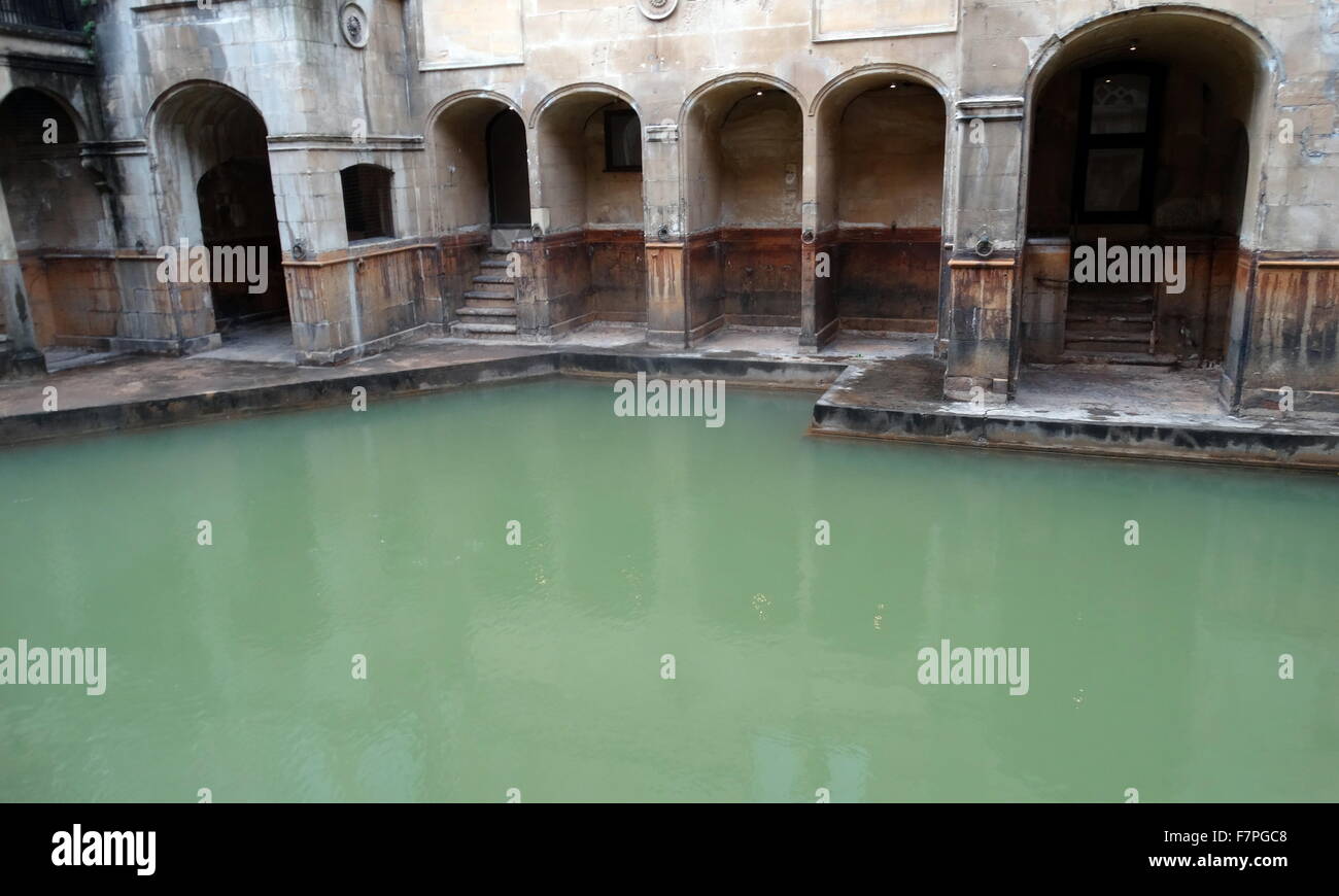 Roman Baths in Bath, Somerset, England date from 60-70 AD and the bathing complex was gradually built up over the next 300 years Stock Photo