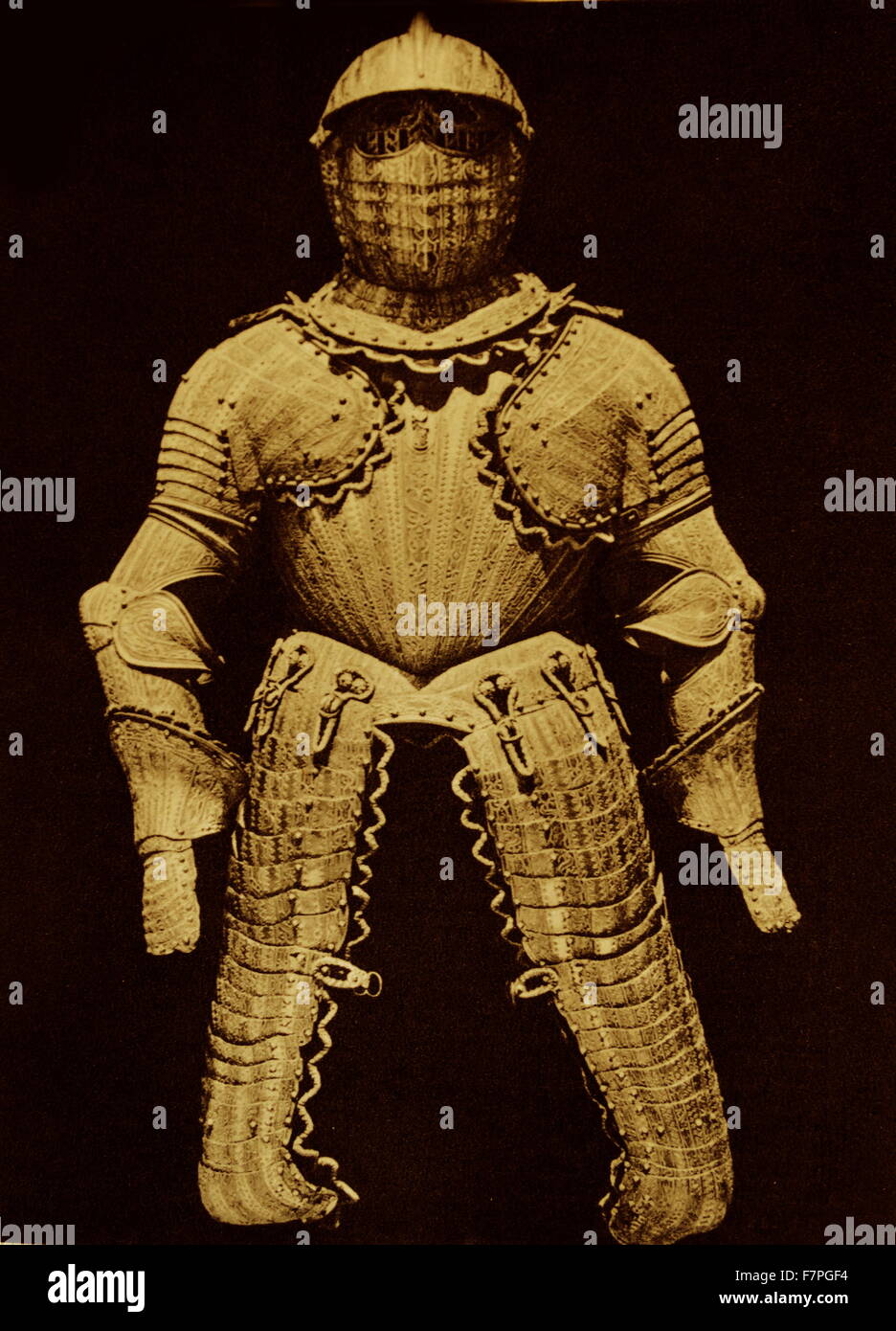 armour of King Philip II of Spain circa 1575. it is preserved in the Royal Armoury of Madrid, it was made in Navarre in the sixteenth century Stock Photo