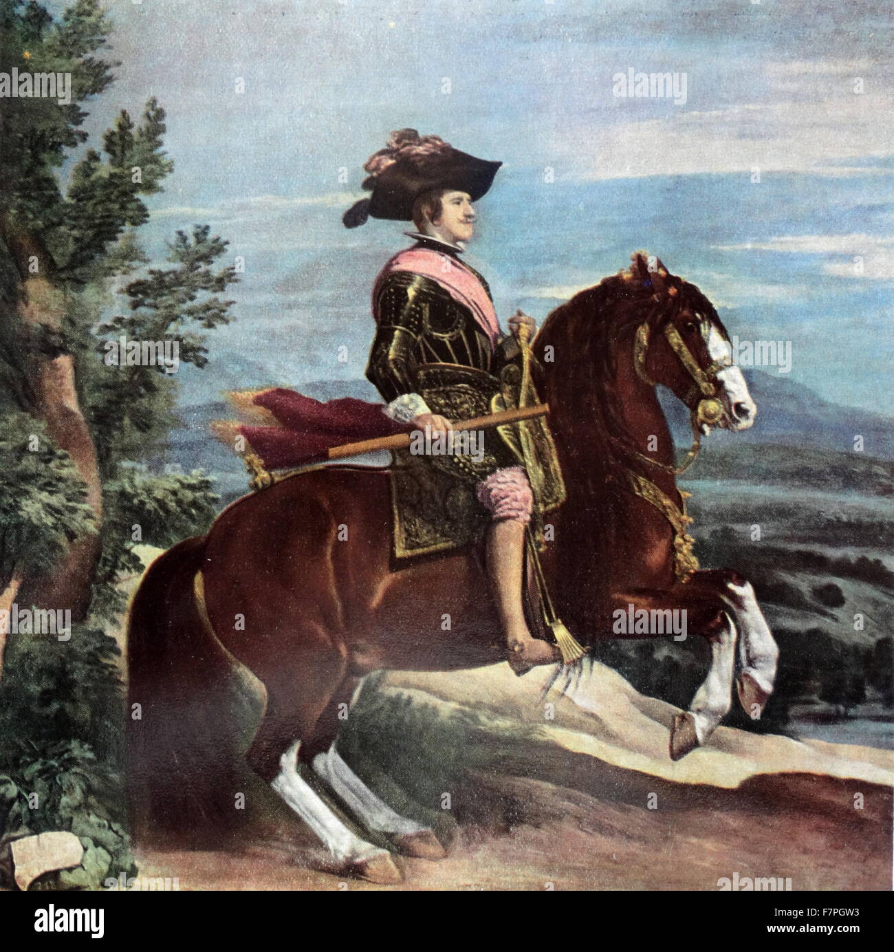 Philip IV of Spain (1605–1665). King of Spain (as Philip IV in Castile and Philip III in Aragon) and Portugal. Philip IV on Horseback by Diego Velázquez 1635 Stock Photo