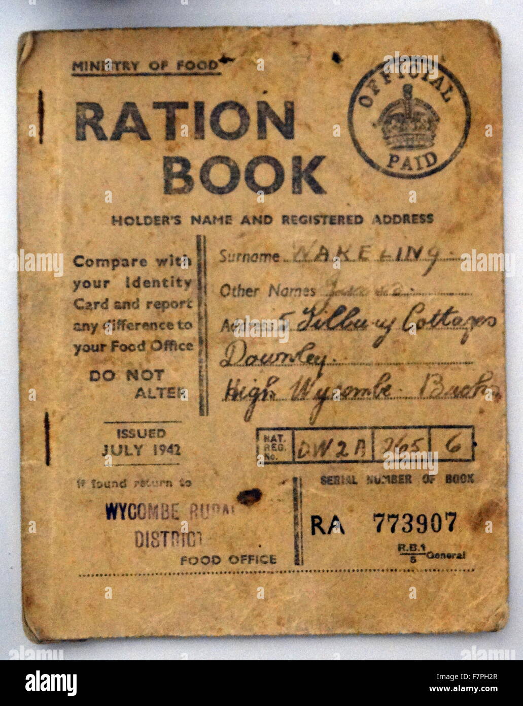World War Two Ration Book World War Two Ration Book