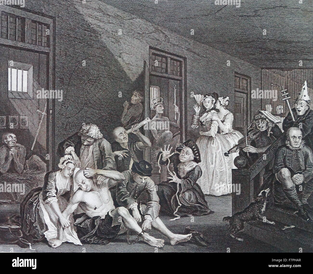 Engraving titled 'The Rake's Progress' by William Hogarth