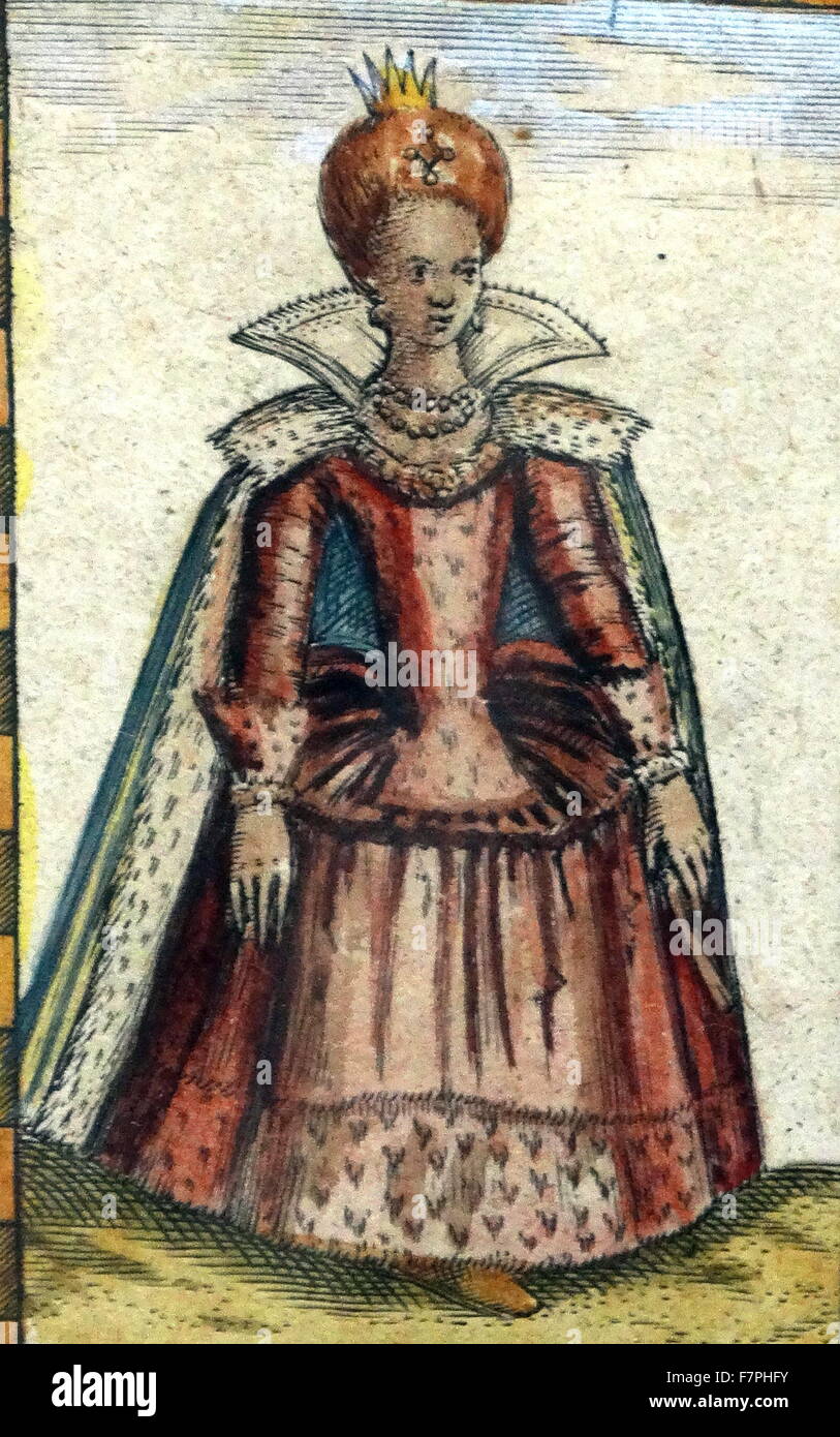 Queen Elizabeth I (detail), from a map of England and wales by John Speed;C1612 Stock Photo