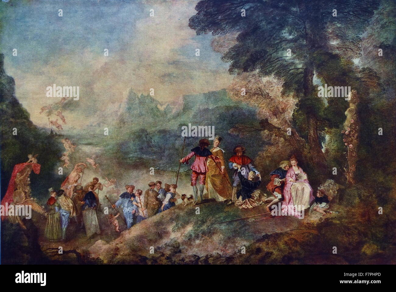 Painting titled 'Embarkation for Cythera' by Jean-Antoine Watteau (1684-1721) French painter. Dated 18th Century Stock Photo