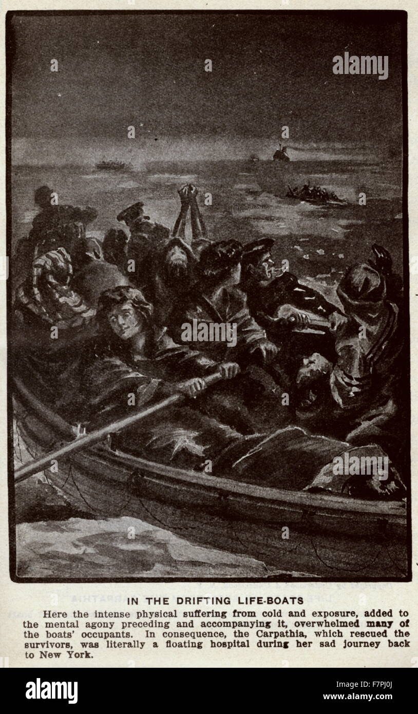 Illustration from 'The sinking of the Titanic' by Logan Marshall. Dated 1912 Stock Photo