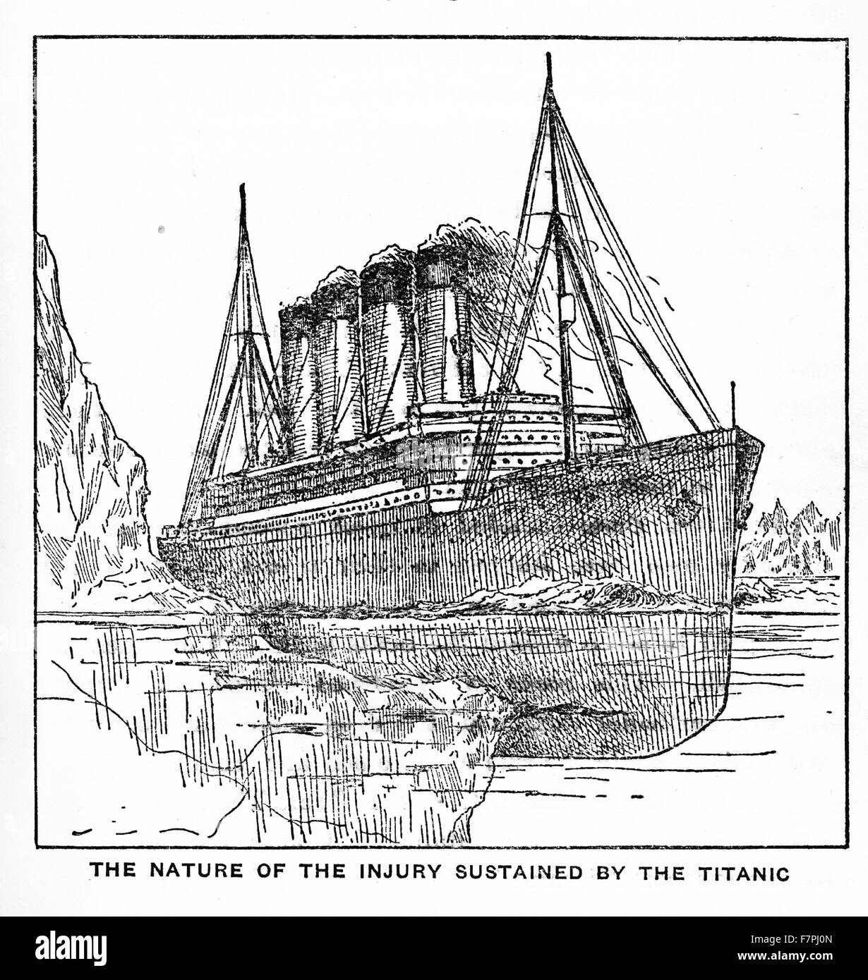 Illustration from 'The sinking of the Titanic' by Logan Marshall. Dated 1912 Stock Photo