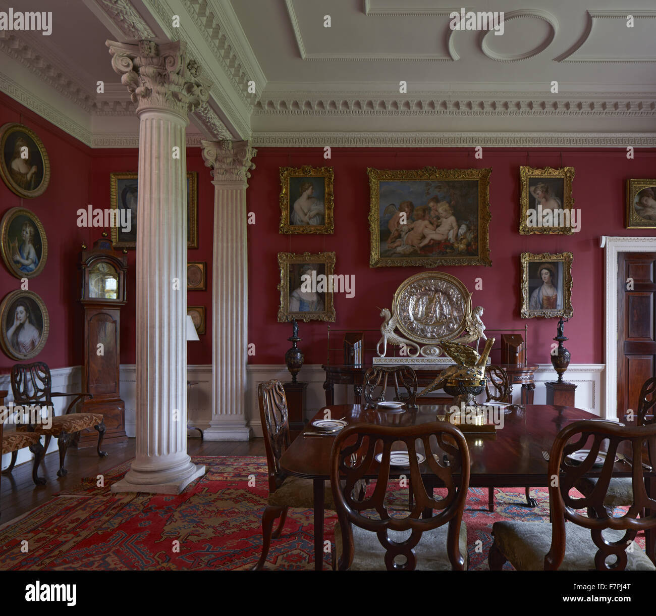 The Little Dining Room at Stourhead, Wiltshire. Stourhead House contains a unique Regency library, Chippendale furniture and inspirational paintings. Stock Photo