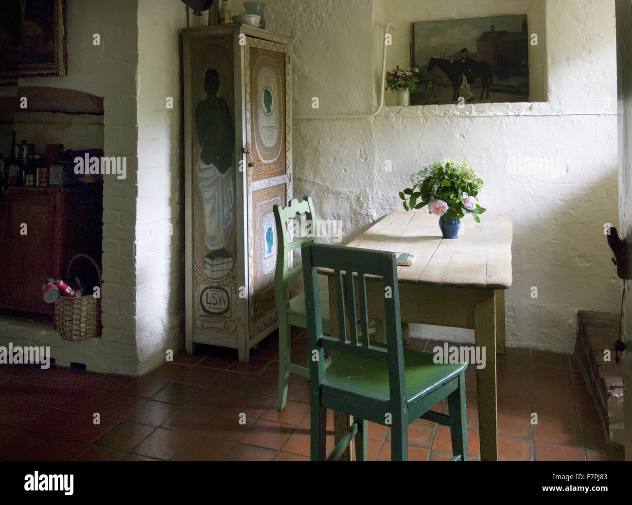 The kitchen at Monk's House, East Sussex. Monk's House was the writer Virginia Woolf's country