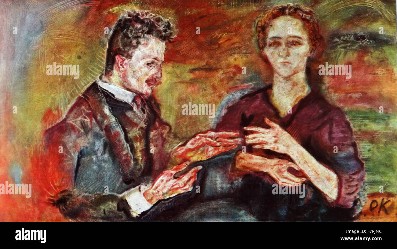 Painting titled 'Portrait of Dr. Tietz and his Wife' by Oskar Kokoschka (1886-1980) Austrian artist, poet and playwright. Dated 20th Century Stock Photo