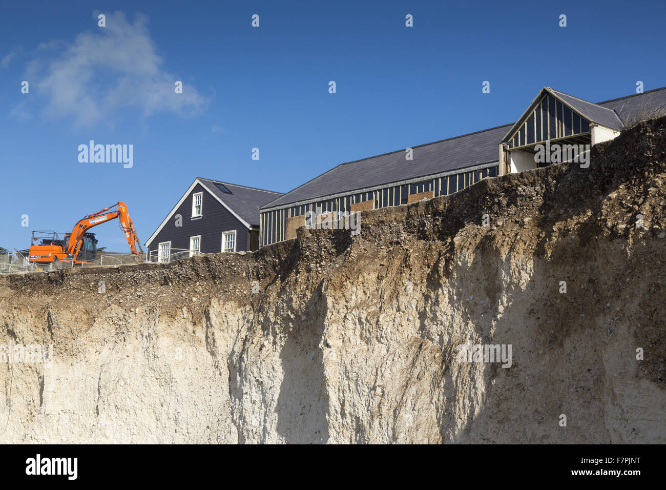 View of the stormdamaged cliffs at Birling Gap, East Sussex, pictured