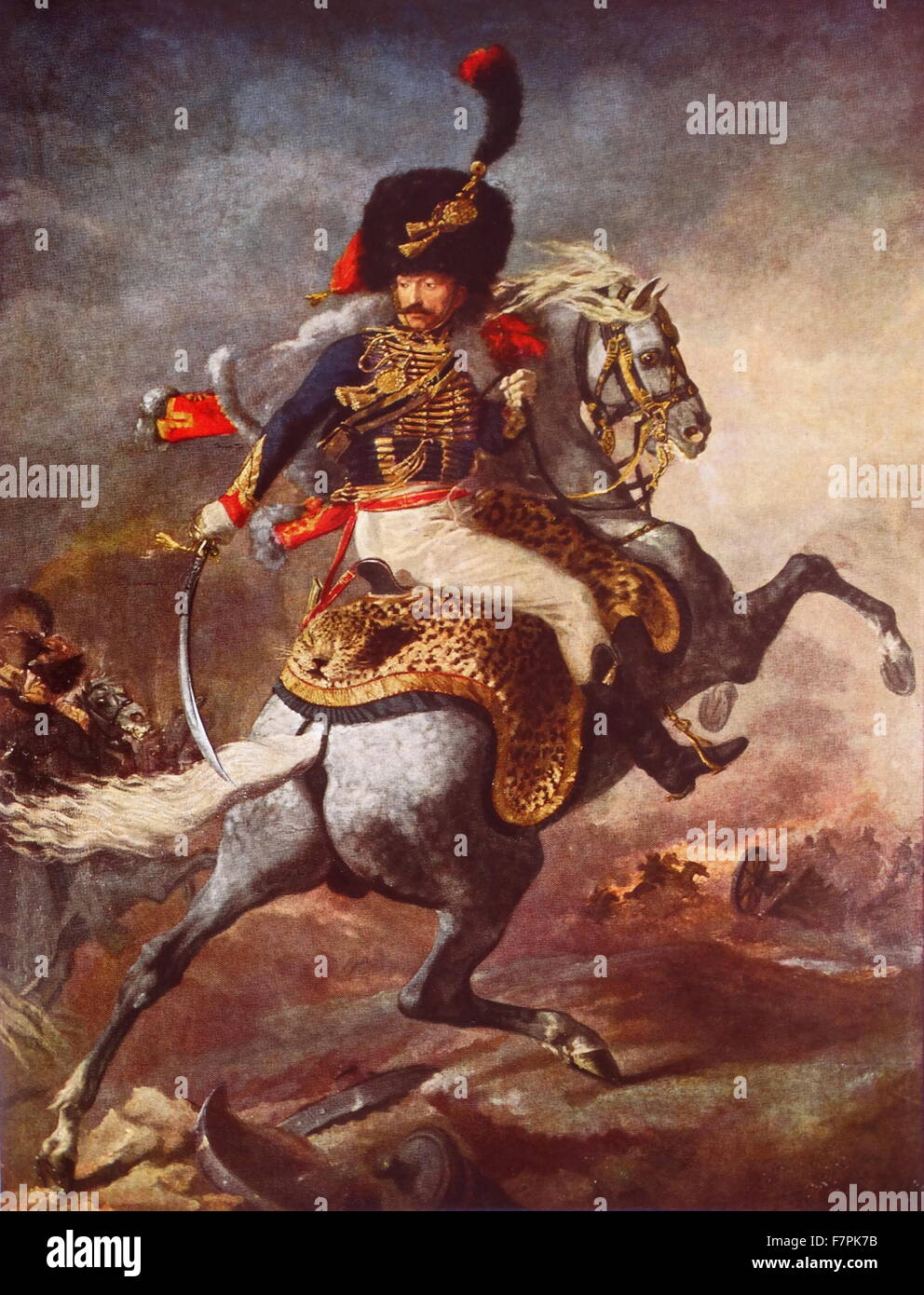 Painting titled 'Mounted Officer of the Guard' by Théodore Géricault (1791-1824) French painter and lithographer. Dated 1812 Stock Photo