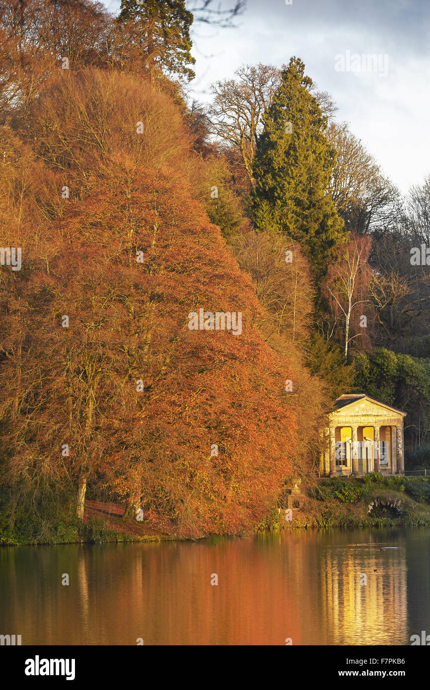 The Temple of Flora in the winter at Stourhead, Wiltshire. When it