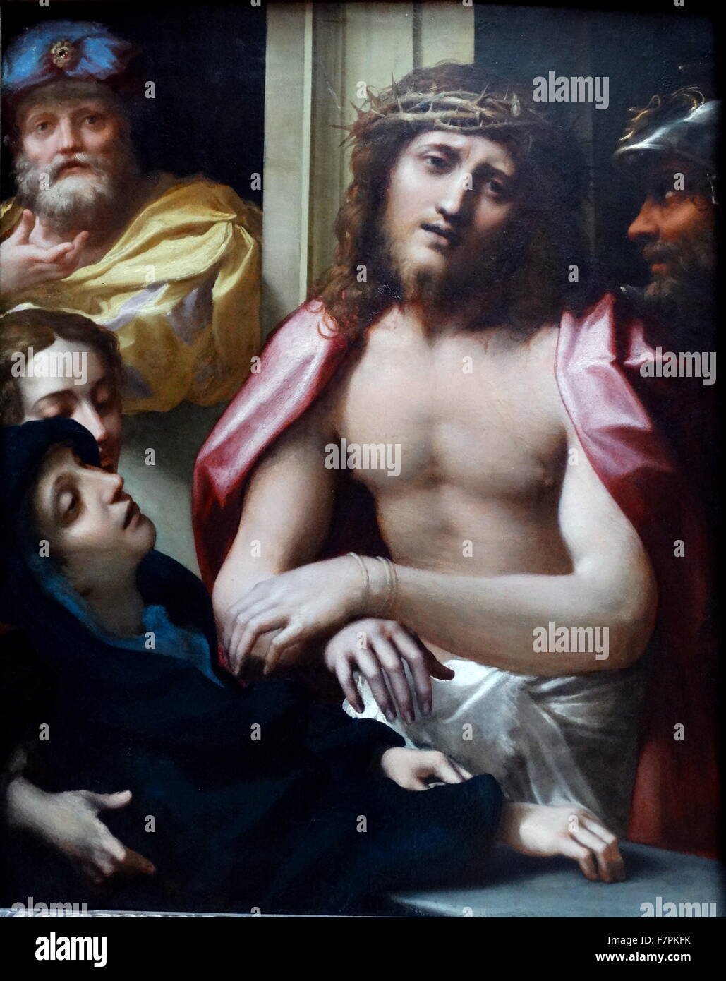 Painting titled 'Christ presented to the People (Ecce Homo)' by Antonio da Correggio (1489-1534) painter of the Parma school of the Italian Renaissance. Dated 16th Century Stock Photo