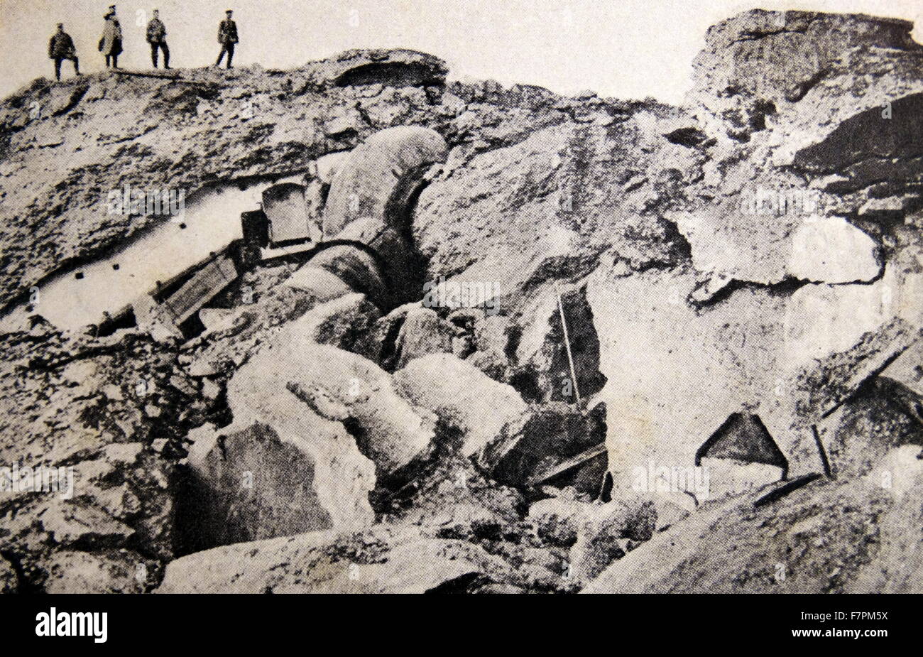 Photograph showing the aftermath of the German bombing of Namur, Belgium, during the Siege of Namur. Dated 1914 Stock Photo