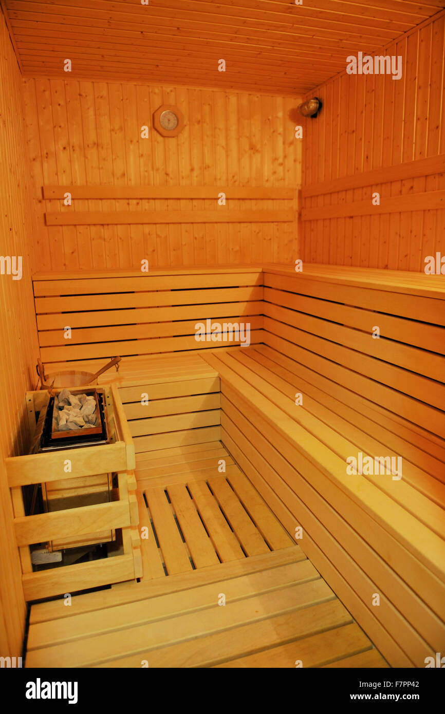 wooden warm and healthy finnish sauna interior Stock Photo Alamy