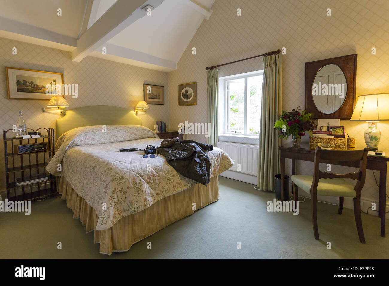 Bedroom at Middlethorpe Hall Hotel, Restaurant and Spa, North Yorkshire. Middlethorpe is a William and Mary house, built in 1699, set in manicured gardens and parkland. Stock Photo