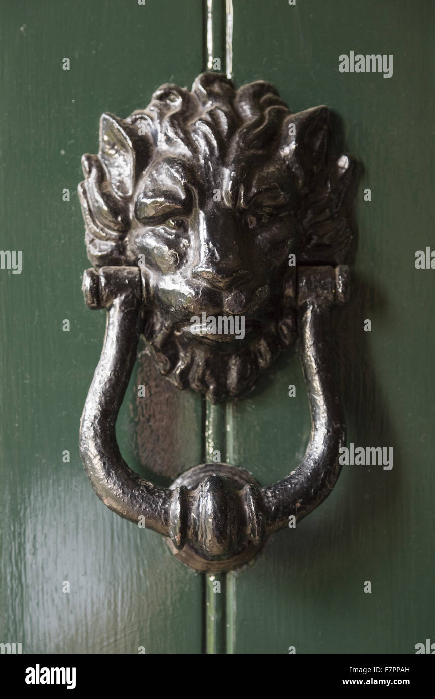 Door knocker at Middlethorpe Hall Hotel, Restaurant and Spa, North Yorkshire. Middlethorpe is a William and Mary house, built in 1699, set in manicured gardens and parkland. Stock Photo