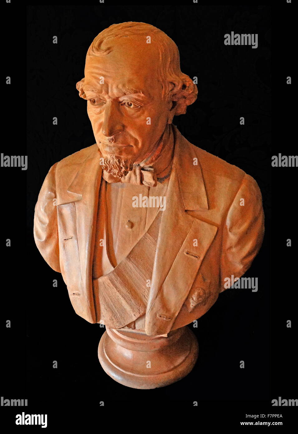 portrait bust of Benjamin Disraeli, 1st Earl of Beaconsfield KG PC FRS (21 December 1804 – 19 April 1881) was a British Conservative politician and writer, who twice served as Prime Minister Stock Photo