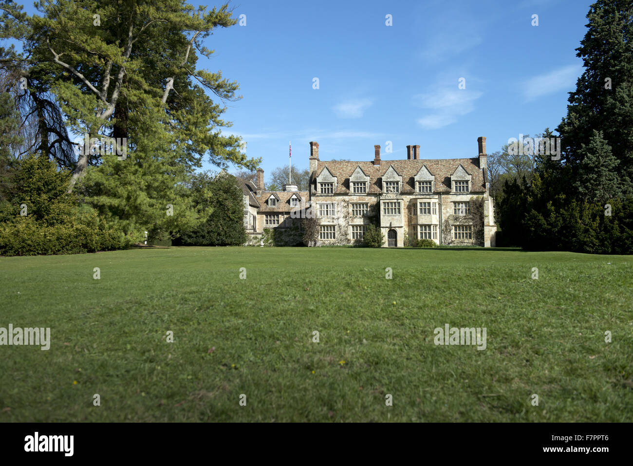 View of the house at Anglesey Abbey, Gardens and Lode Mill, Cambridgeshire. The house was the country home of Lord Fairhaven. Stock Photo