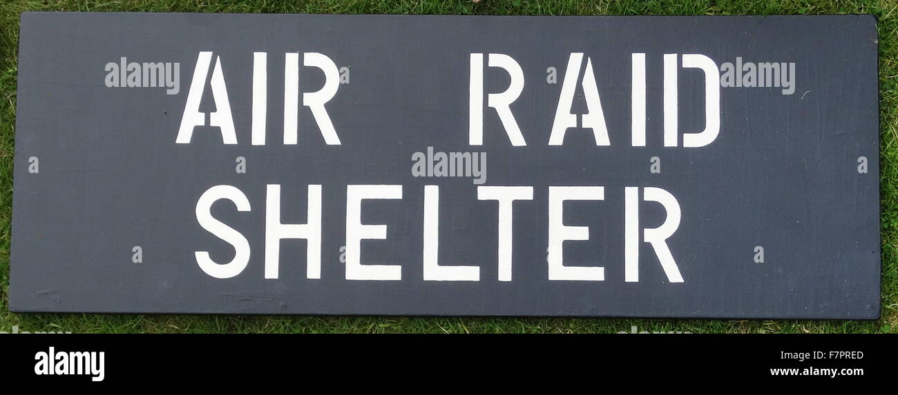 World war two sign for an 'Air Raid' Shelter Stock Photo