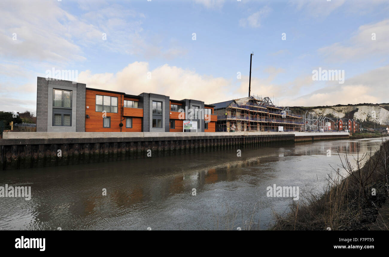 New exclusive properties being built in Lewes overlooking the River Ouse Stock Photo