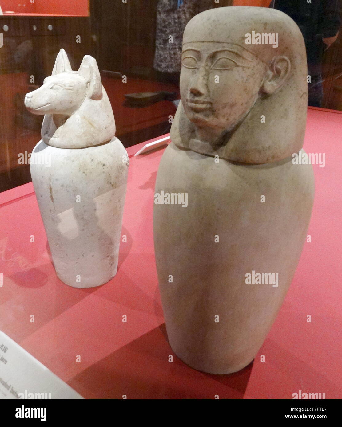 Canopic jars. Egyptian, made from limestone Stock Photo Alamy