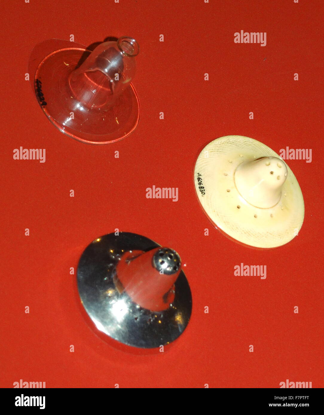 Nipple shields. European, made from ivory, silver and glass, 18th19th