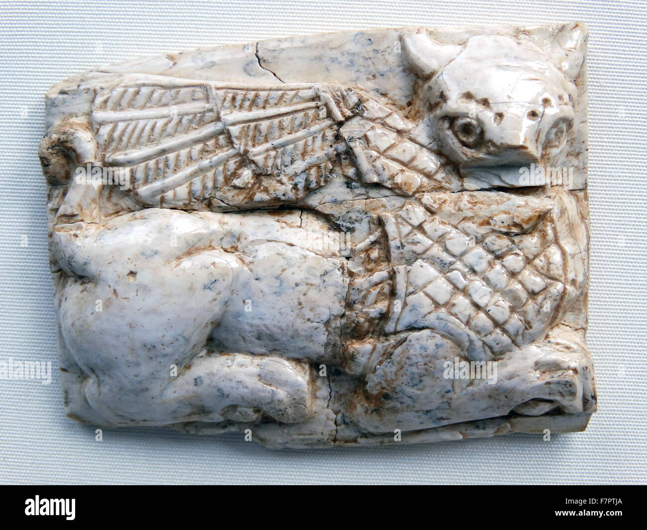 Ivory depicting a bull-headed sphinx Stock Photo