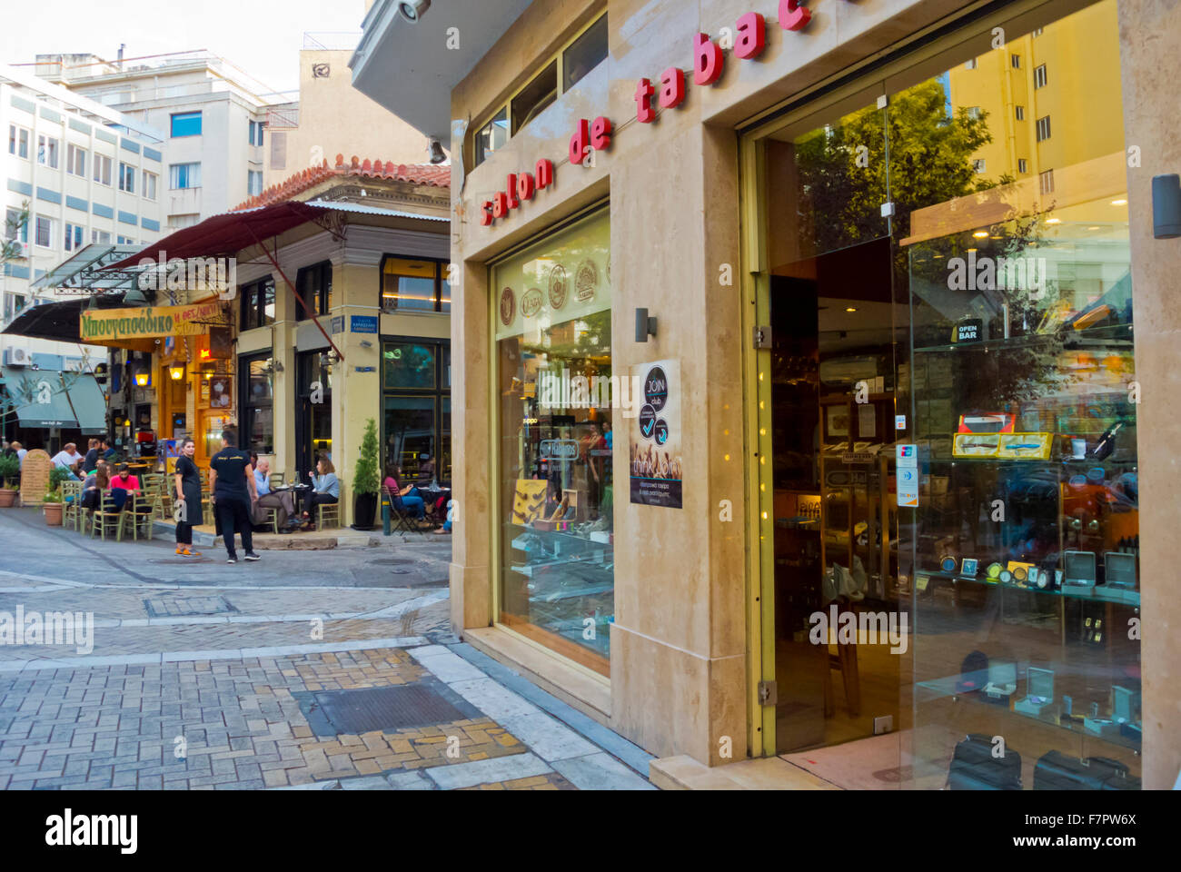 tobacco athens Tobacco shop, Plateia Iroon, Heroes square, Psyri district, Athens, Greece  Stock Photo