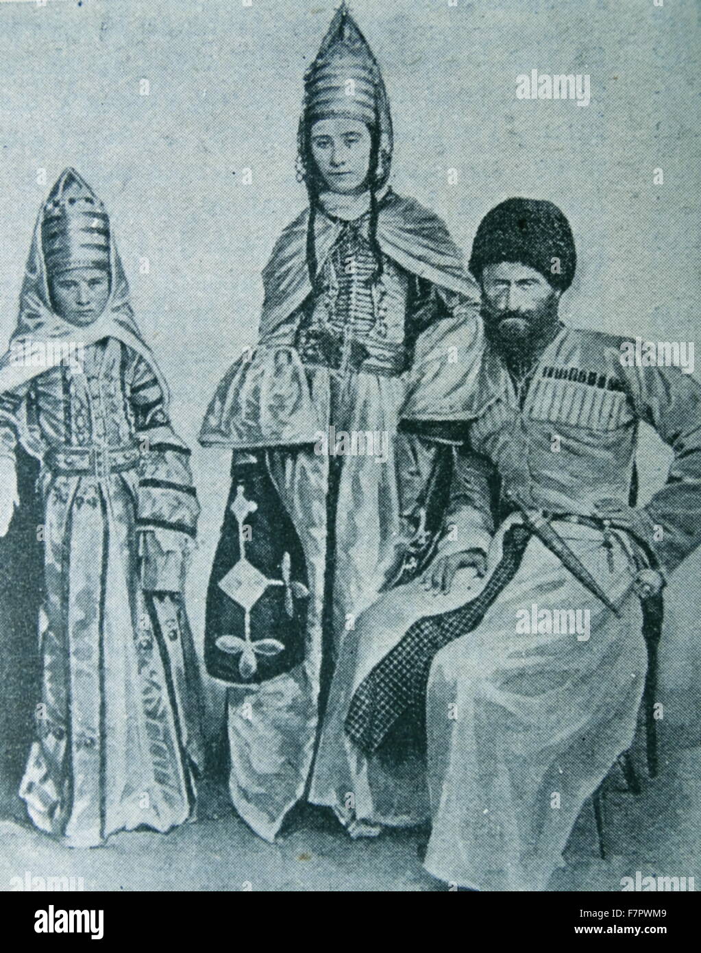 Kuban Cossack Russian family in Tsarist Russia circa 1910 Stock Photo