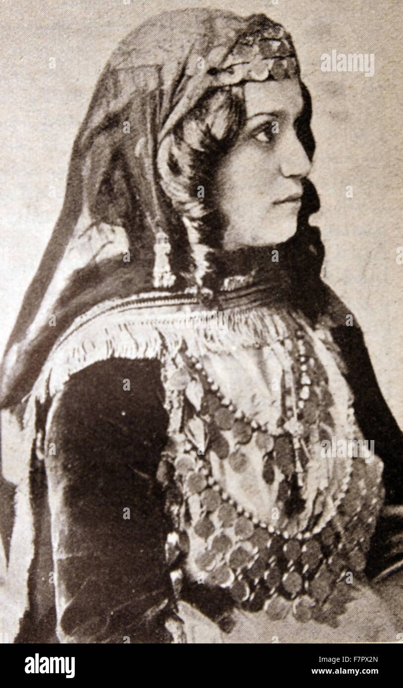 Kuban Cossack woman, in traditional dress in Tsarist Russia circa 1910 Stock Photo