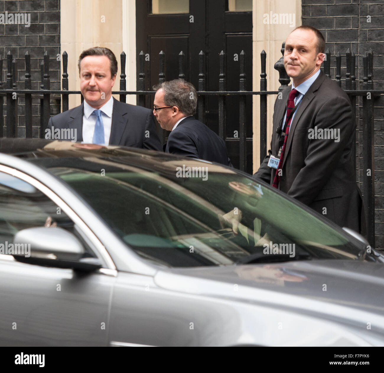 London, UK. 2nd December 2015. David Cameron prepares to be driven to the UK Parliament for the air strike debate Credit:  Ian Davidson/Alamy Live News Stock Photo