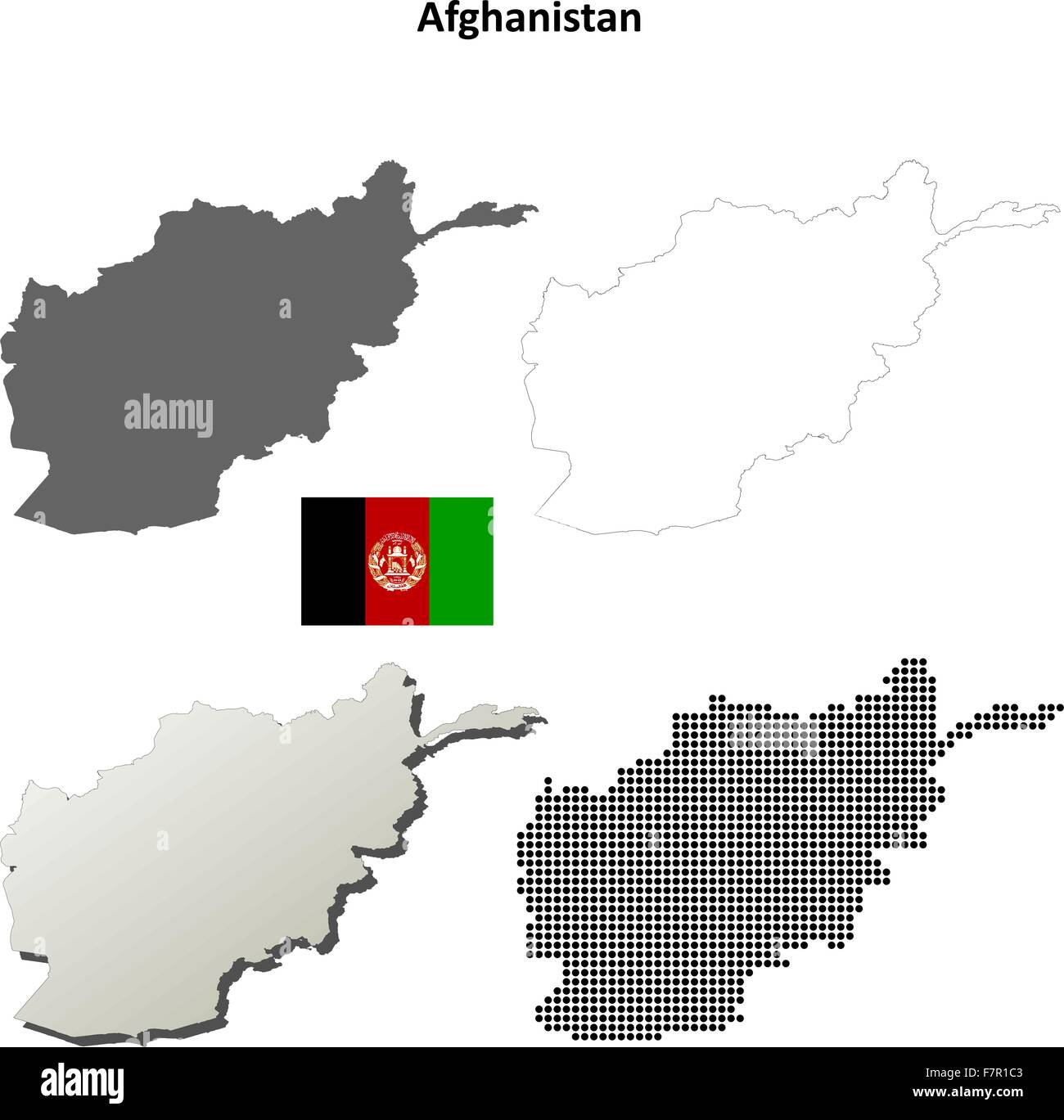 Afghanistan outline map set Stock Vector