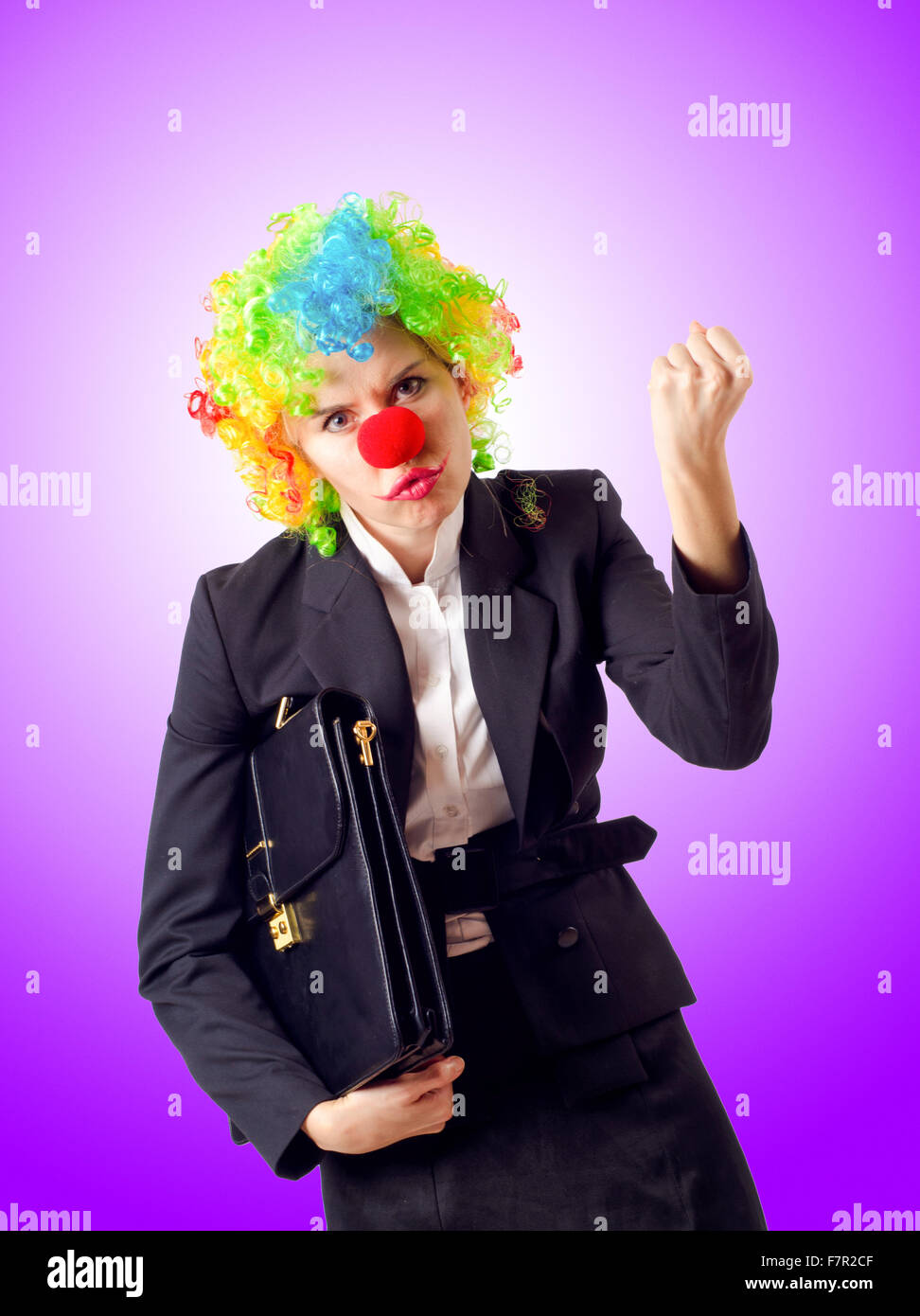Woman clown in business suit Stock Photo - Alamy