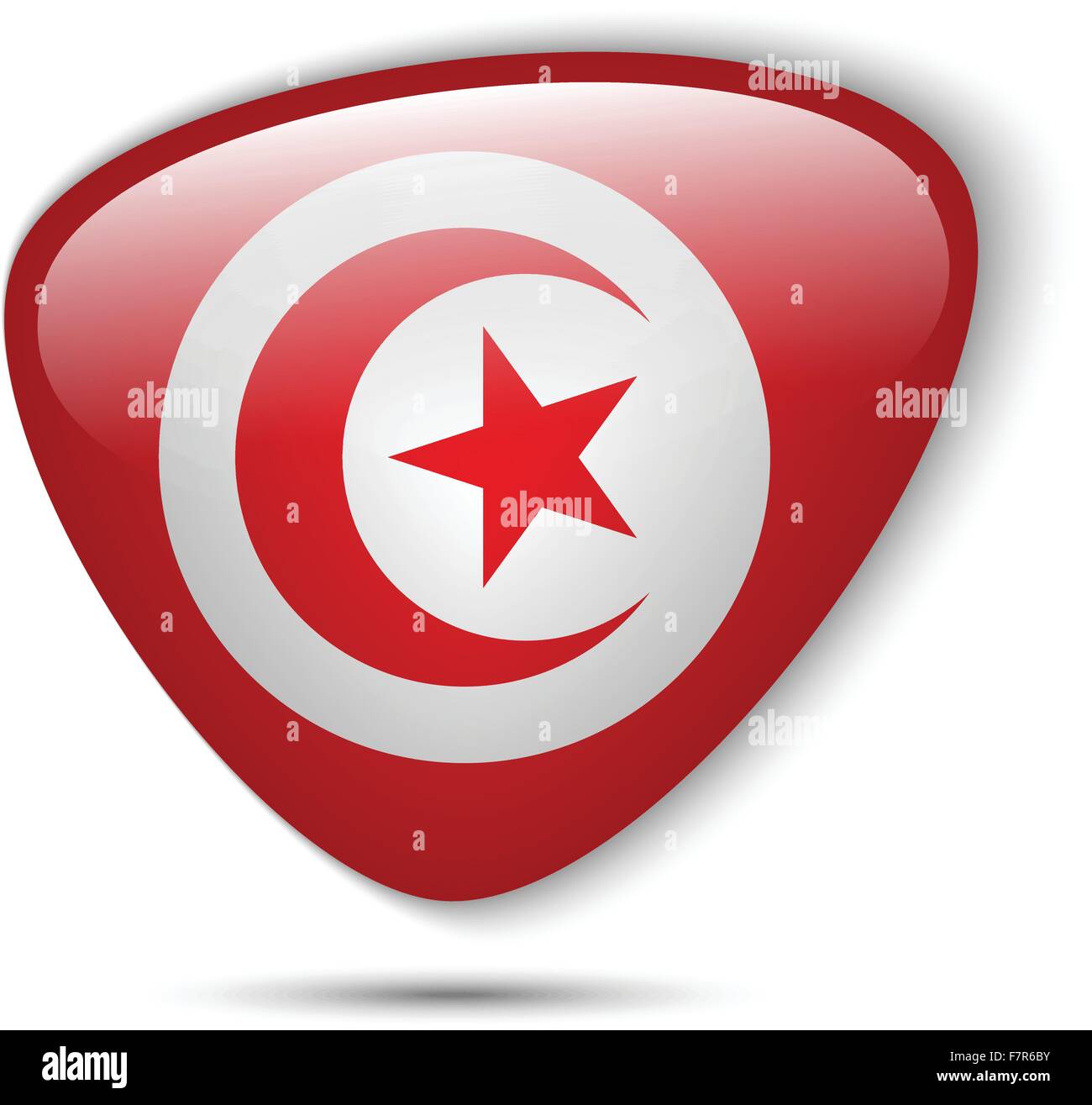 Tunisia Flag Glossy Button Stock Vector