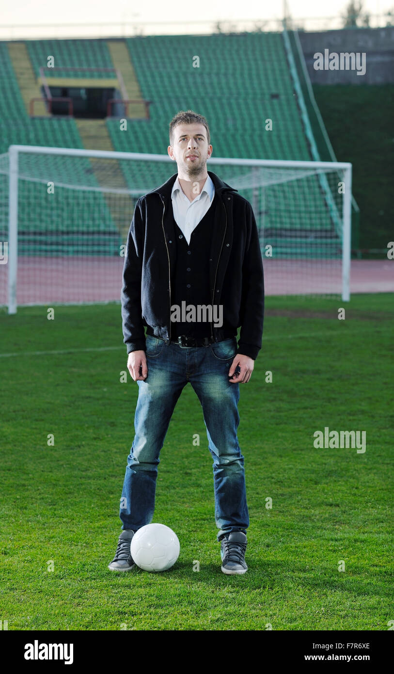 business man sport manager and executive at soccer ball athletic