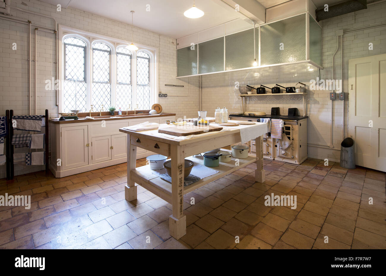 The kitchen at Anglesey Abbey, Gardens and Lode Mill, Cambridgeshire. Stock Photo