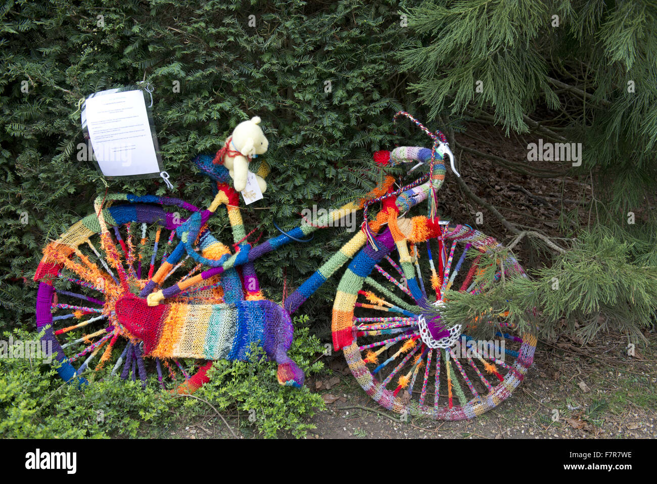 Decorated bicycle at Anglesey Abbey, Gardens and Lode Mill, Cambridgeshire. Stock Photo