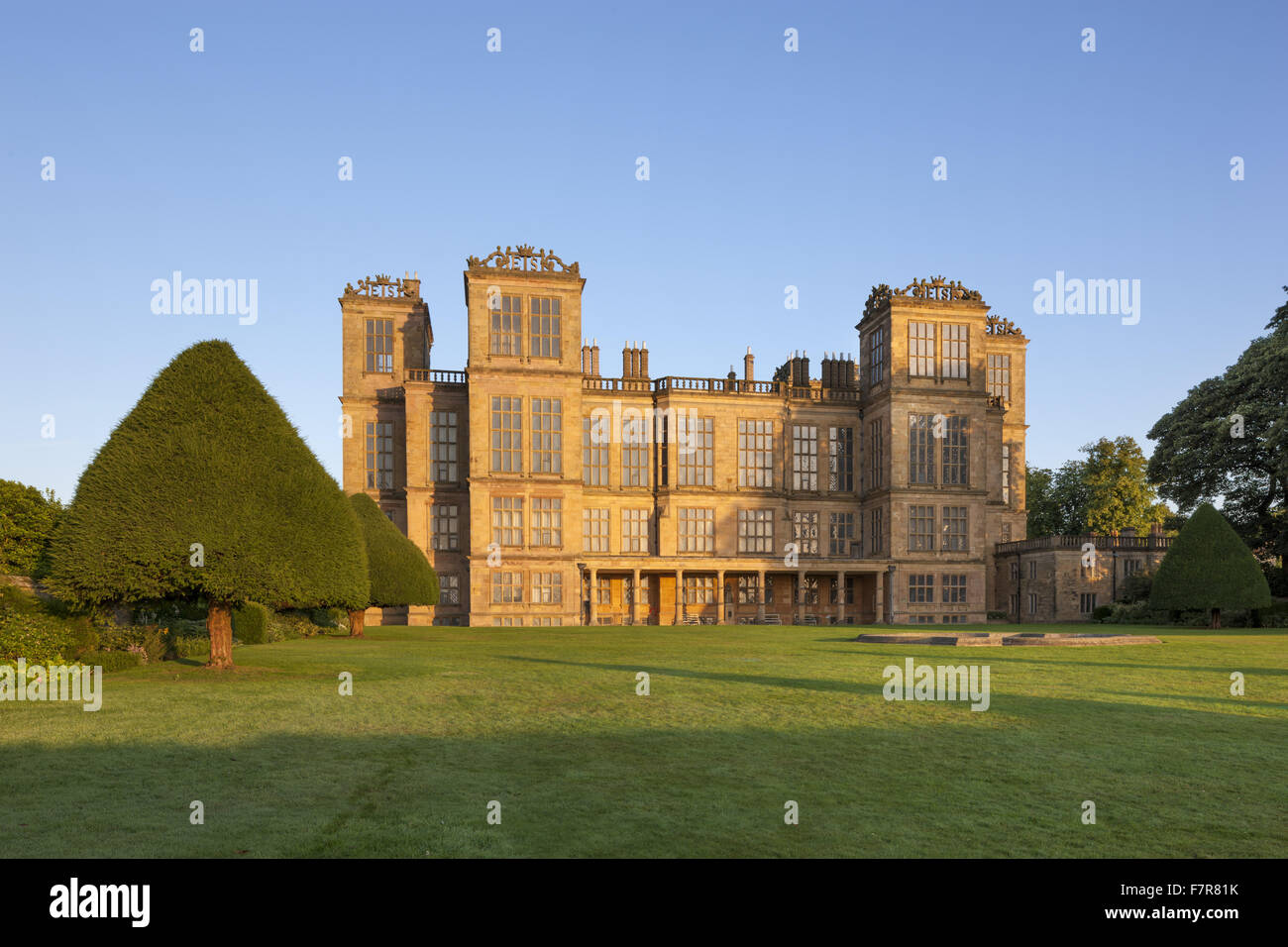 The Hall seen from the East Court part of the garden at Hardwick Hall