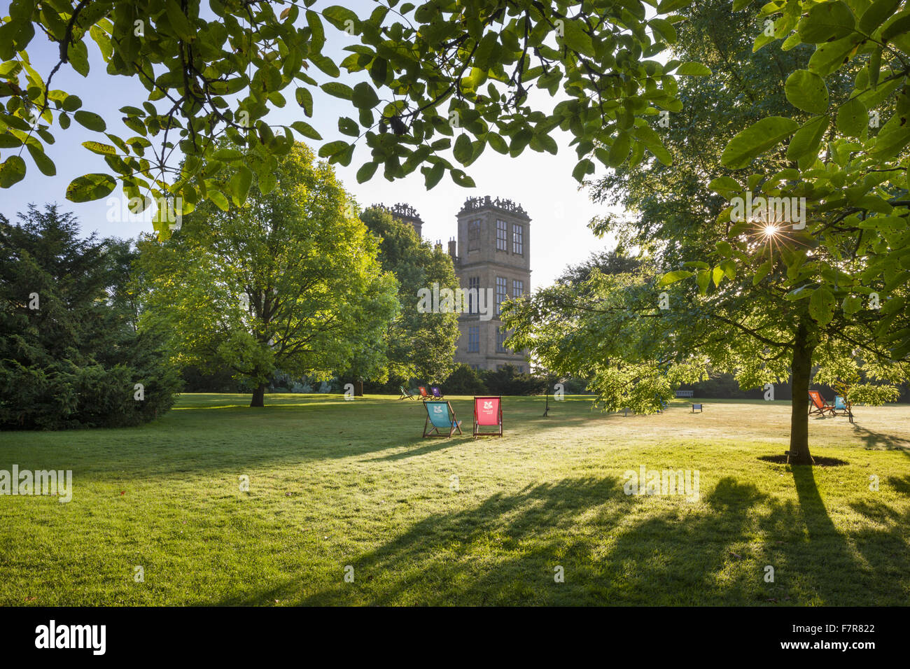 The South Court garden at Hardwick Hall, Derbyshire. The Hardwick