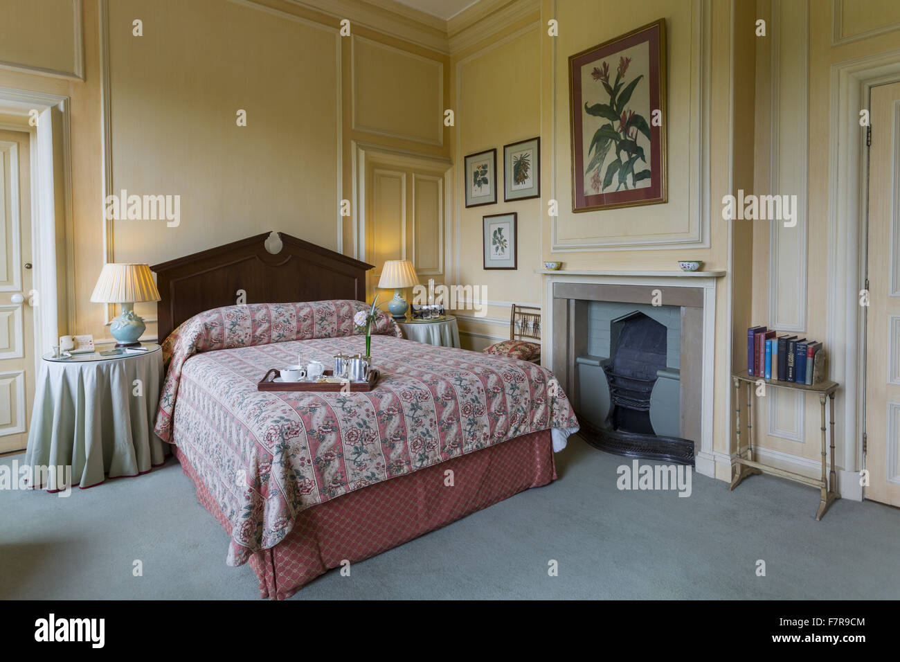 Bedroom at Middlethorpe Hall Hotel, Restaurant and Spa, North Yorkshire. Middlethorpe is a William and Mary house, built in 1699, set in manicured gardens and parkland. Stock Photo