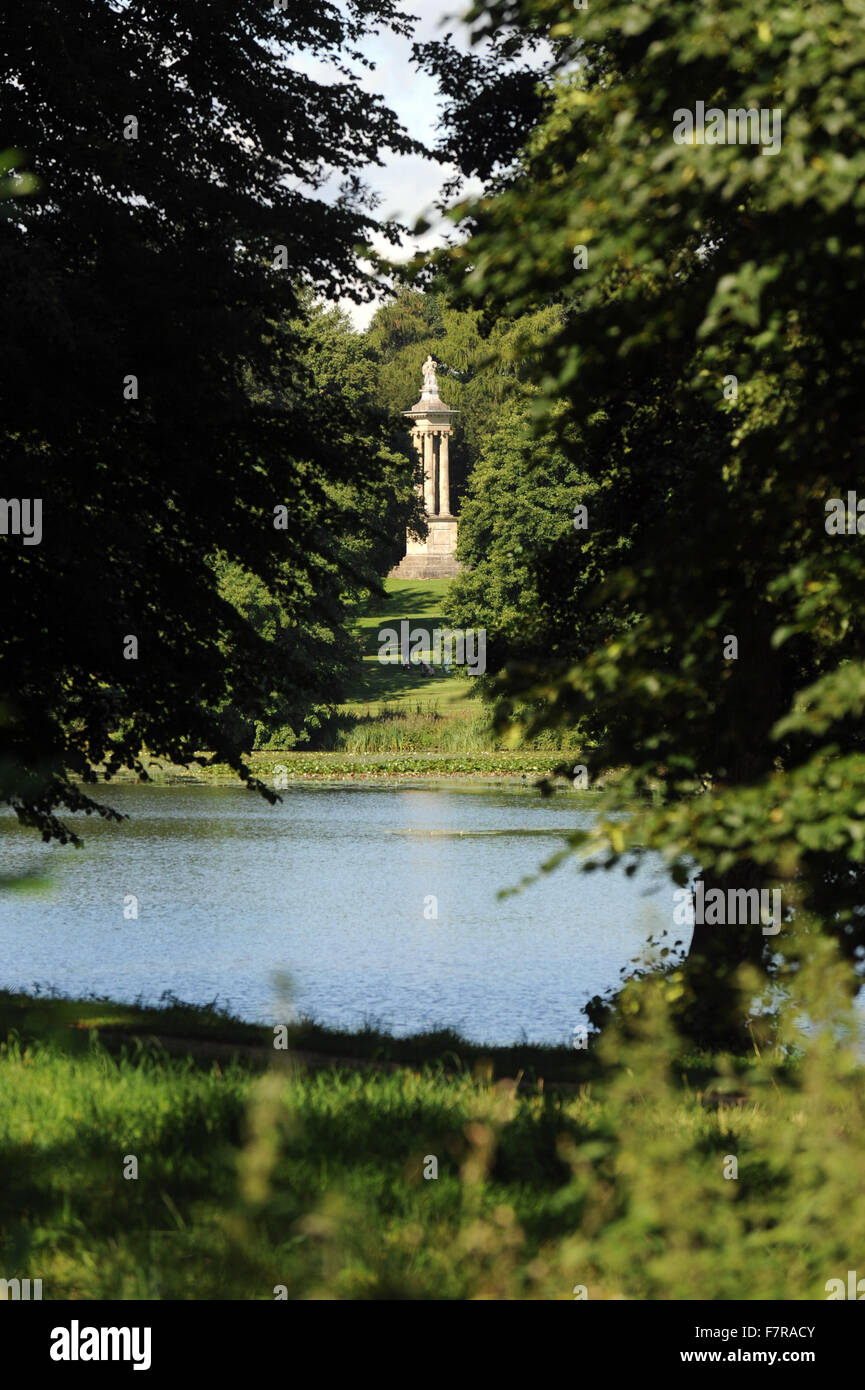 Stowe, Buckinghamshire. Stowe is an 18th century landscape garden, featuring more than 40 historic temples and monuments. Stock Photo